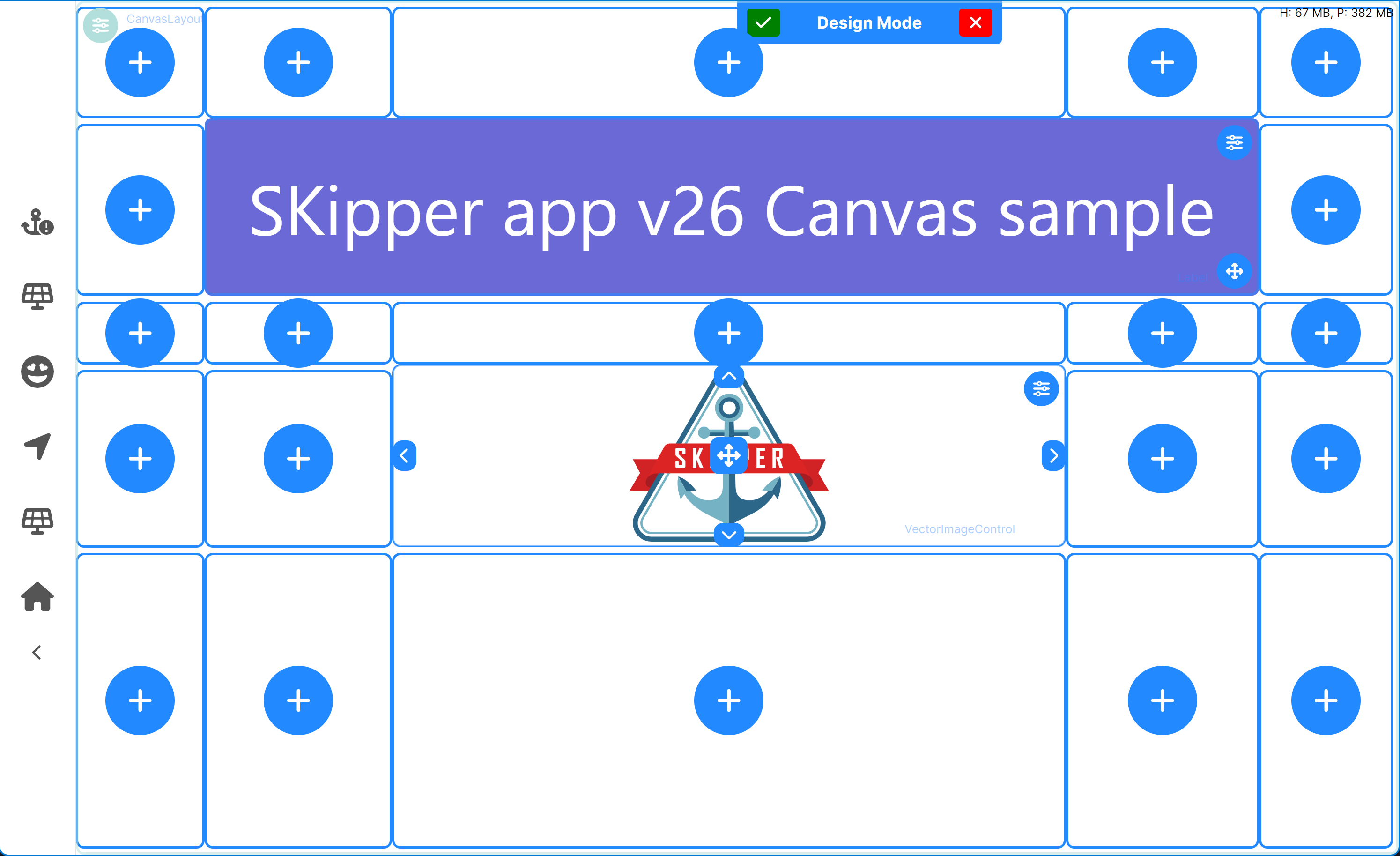 Canvas with placement suggestions