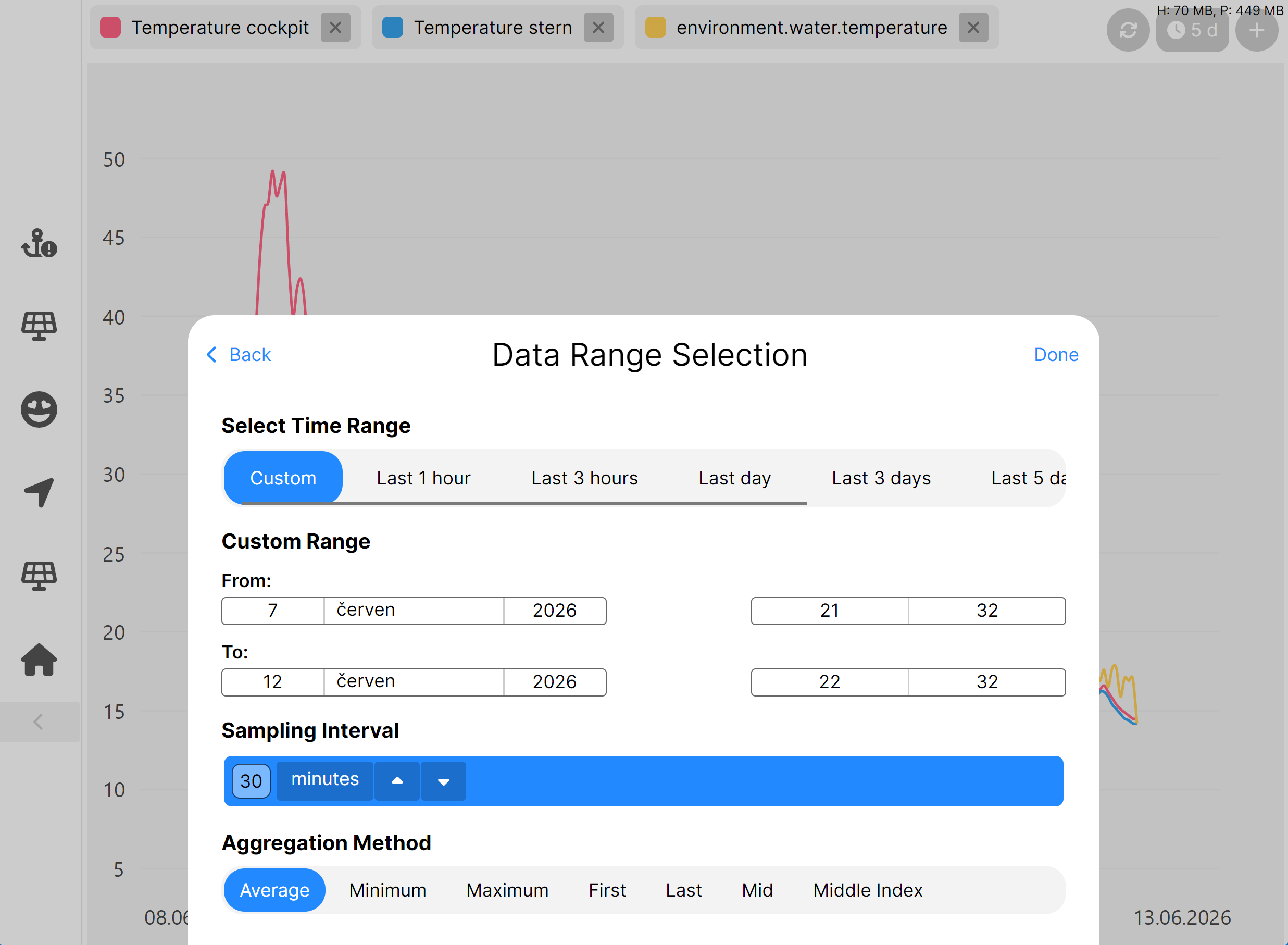 Data explorer range selection