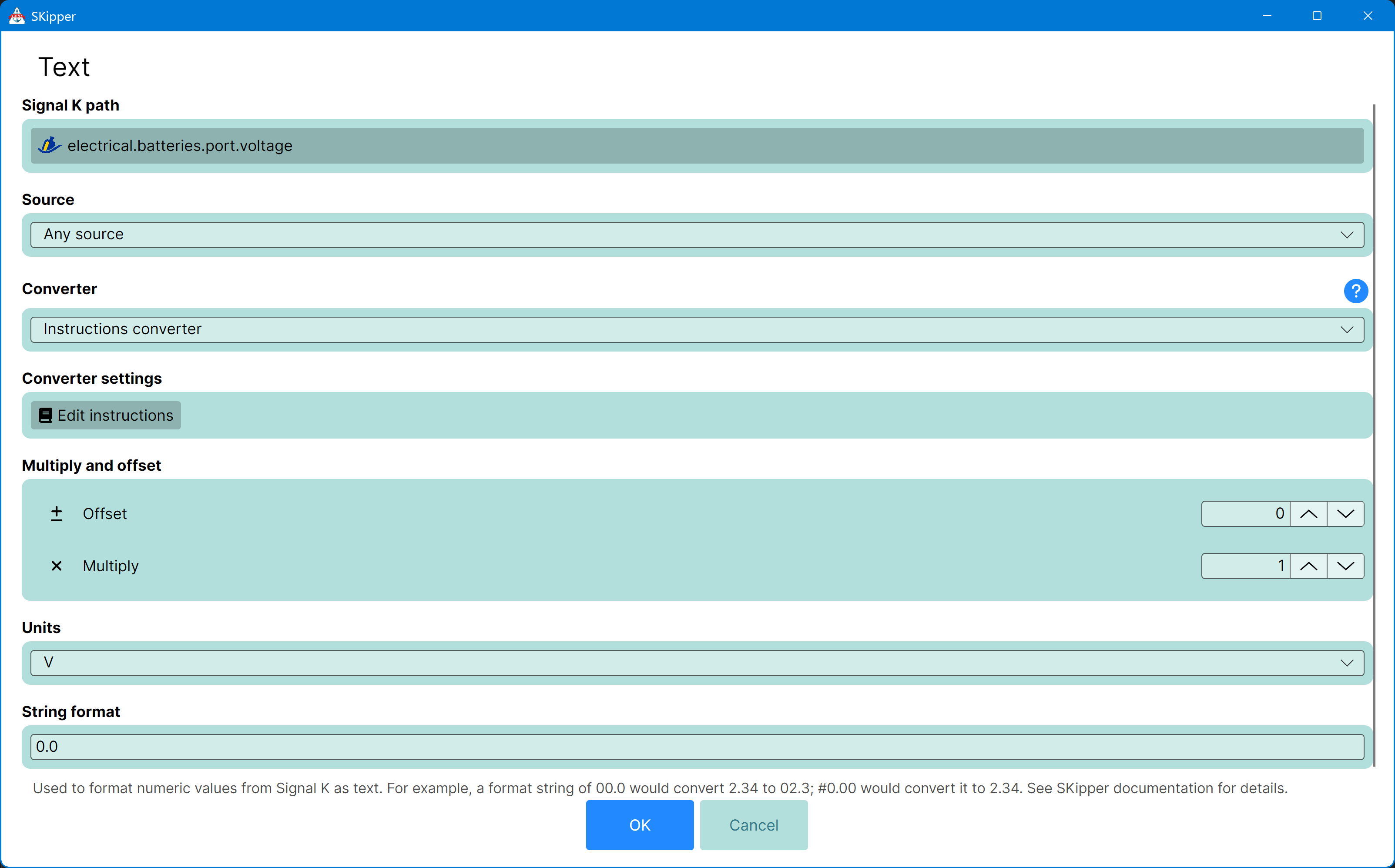 Instructions converter setup