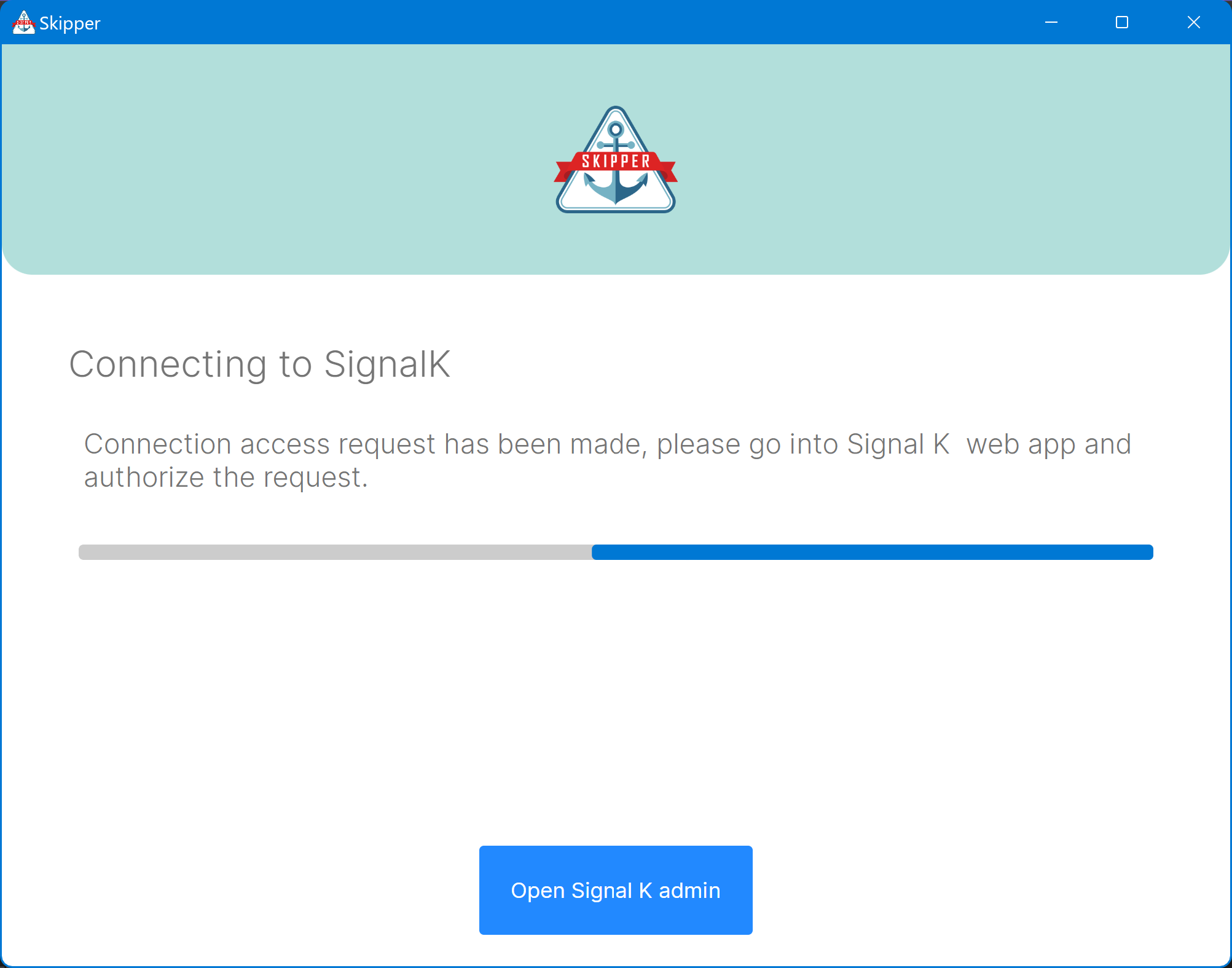 Connecting to Signal K server screen