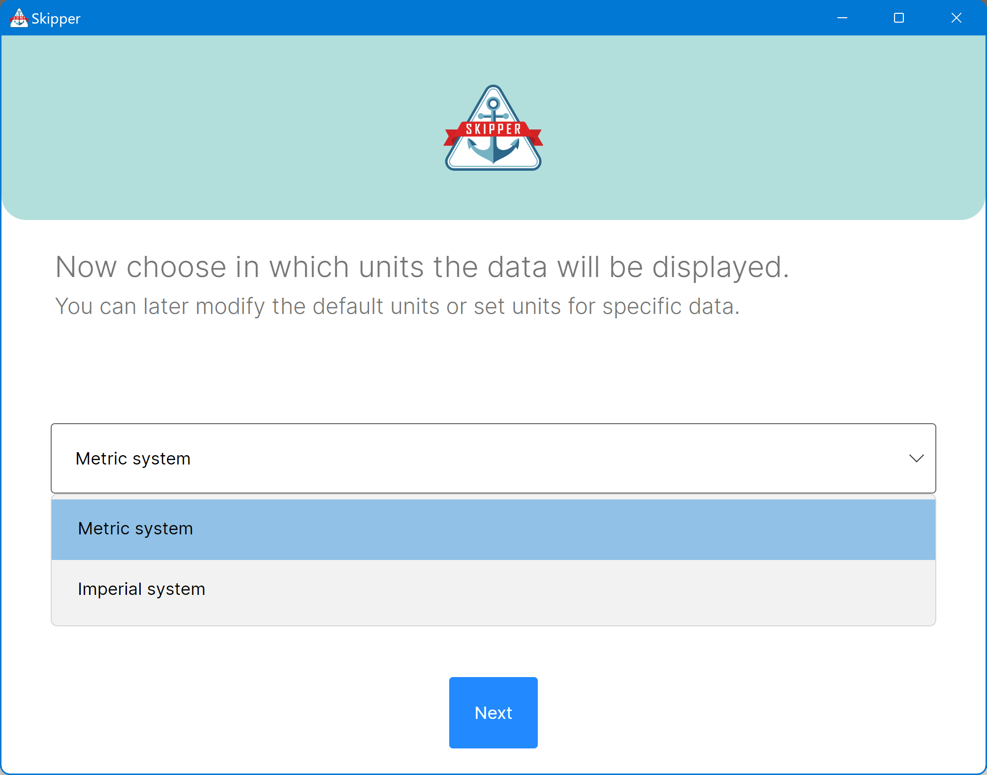 Units system onboarding screen