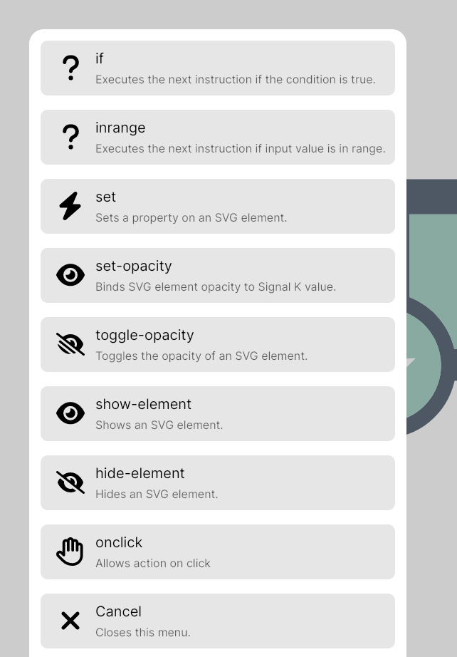 Instruction type menu