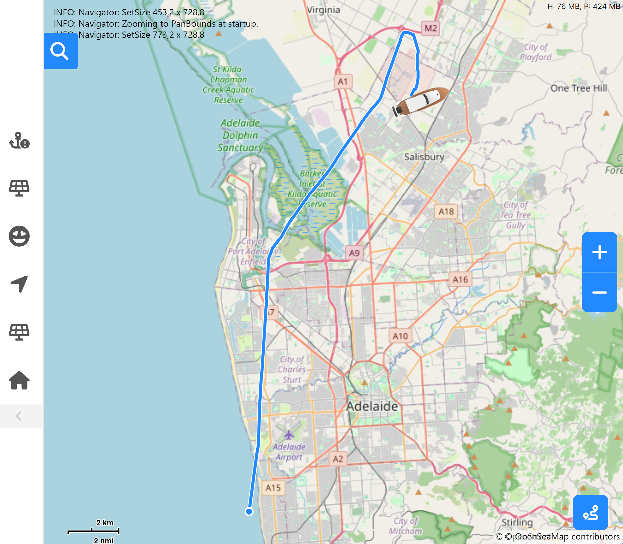 Track shown on map
