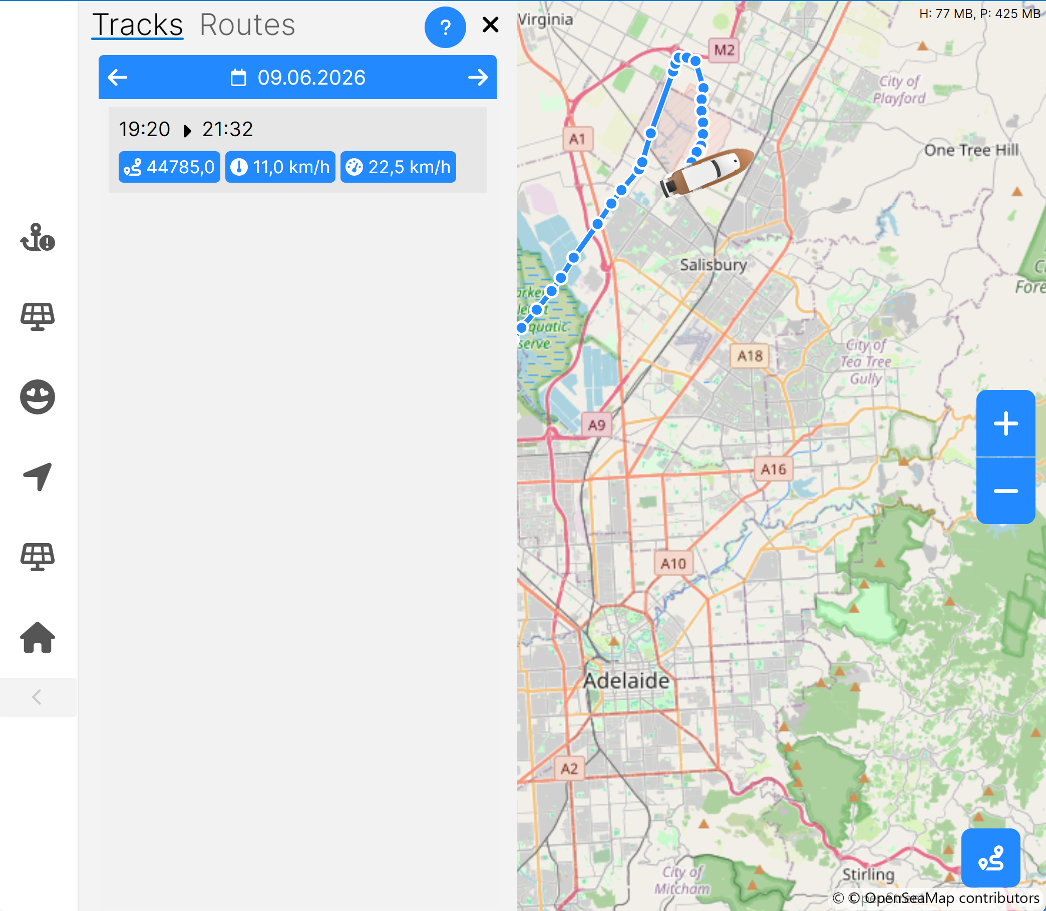 Track search flyout